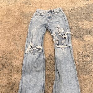 PacSun Light Blue Distressed Flare Jeans